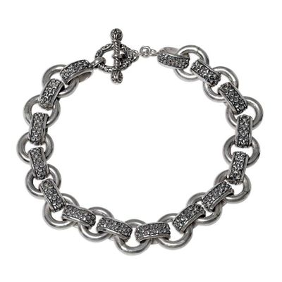 Alternate image for Mens Silver Textured Link Bracelet from Indonesia Dragon Legacy