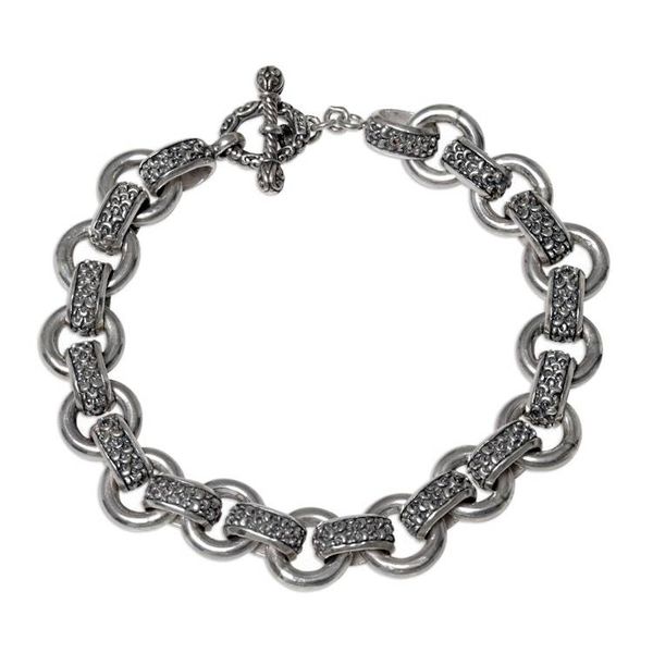 Alternate image for Mens Silver Textured Link Bracelet from Indonesia Dragon Legacy
