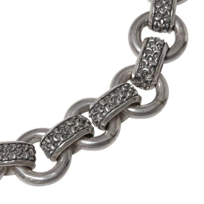 Alternate image for Mens Silver Textured Link Bracelet from Indonesia Dragon Legacy
