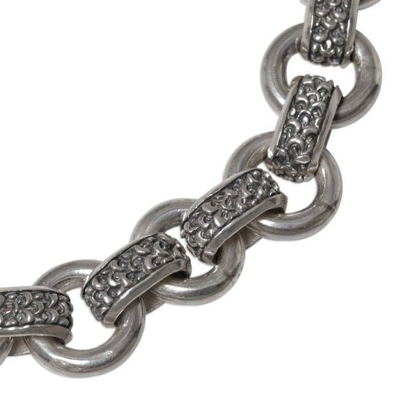 Alternate image for Mens Silver Textured Link Bracelet from Indonesia Dragon Legacy
