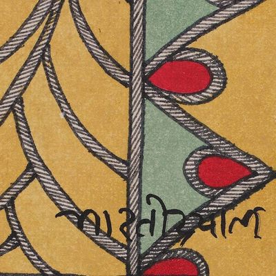 Alternate image for Madhubani Painting of Hindu Deities Krishna and Radha Radha and Krishna Divine Love