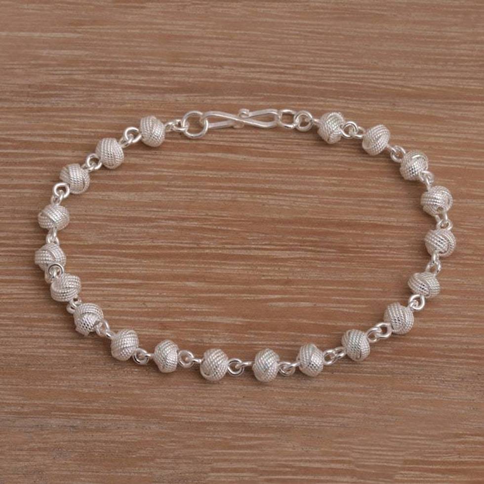 Sterling Silver Link Bracelet from Indonesia 'Woven Eternity'