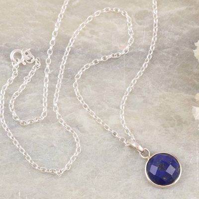 Primary image for Lapis Lazuli  Sterling Silver Pendant Necklace from India Swing Low in Blue