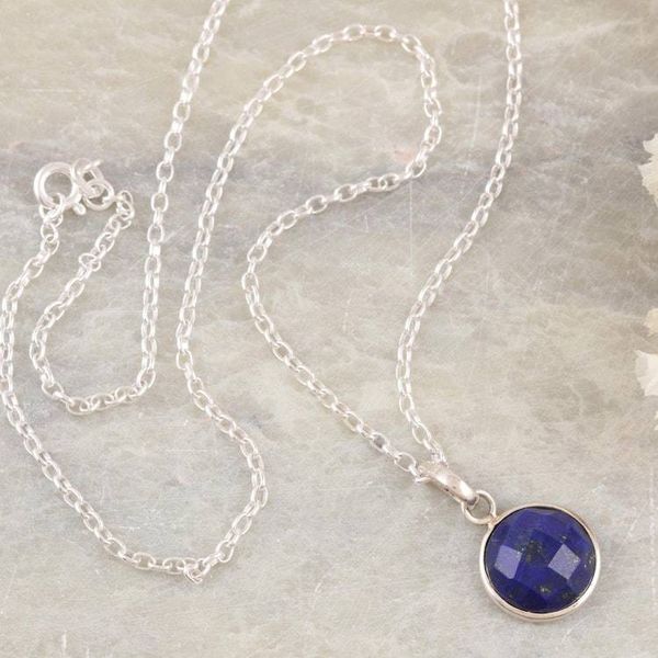 Alternate image for Lapis Lazuli  Sterling Silver Pendant Necklace from India Swing Low in Blue