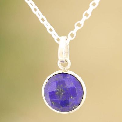 Alternate image for Lapis Lazuli  Sterling Silver Pendant Necklace from India Swing Low in Blue