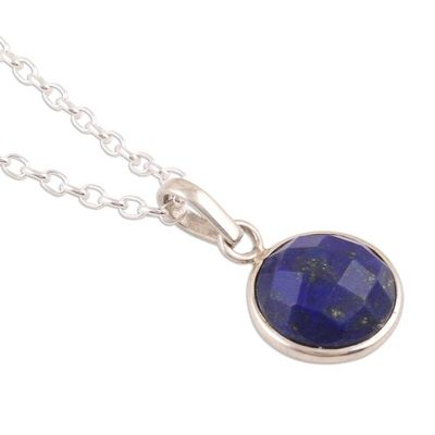 Alternate image for Lapis Lazuli  Sterling Silver Pendant Necklace from India Swing Low in Blue