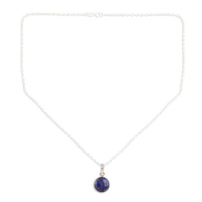 Alternate image for Lapis Lazuli  Sterling Silver Pendant Necklace from India Swing Low in Blue