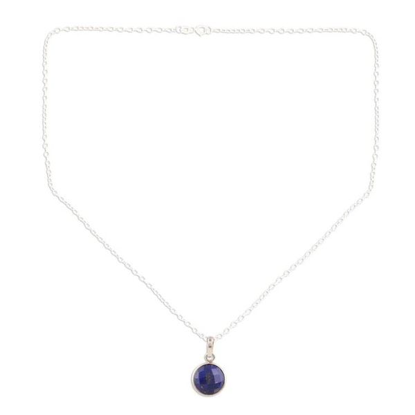 Alternate image for Lapis Lazuli  Sterling Silver Pendant Necklace from India Swing Low in Blue
