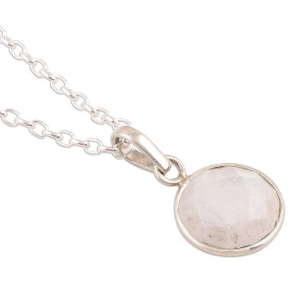 Alternate image for Rainbow Moonstone  Sterling Silver Pendant Necklace Exquisite Moon