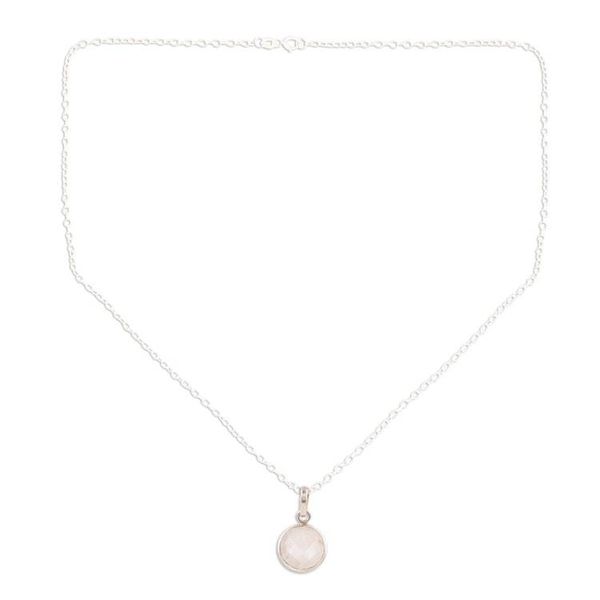 Alternate image for Rainbow Moonstone  Sterling Silver Pendant Necklace Exquisite Moon