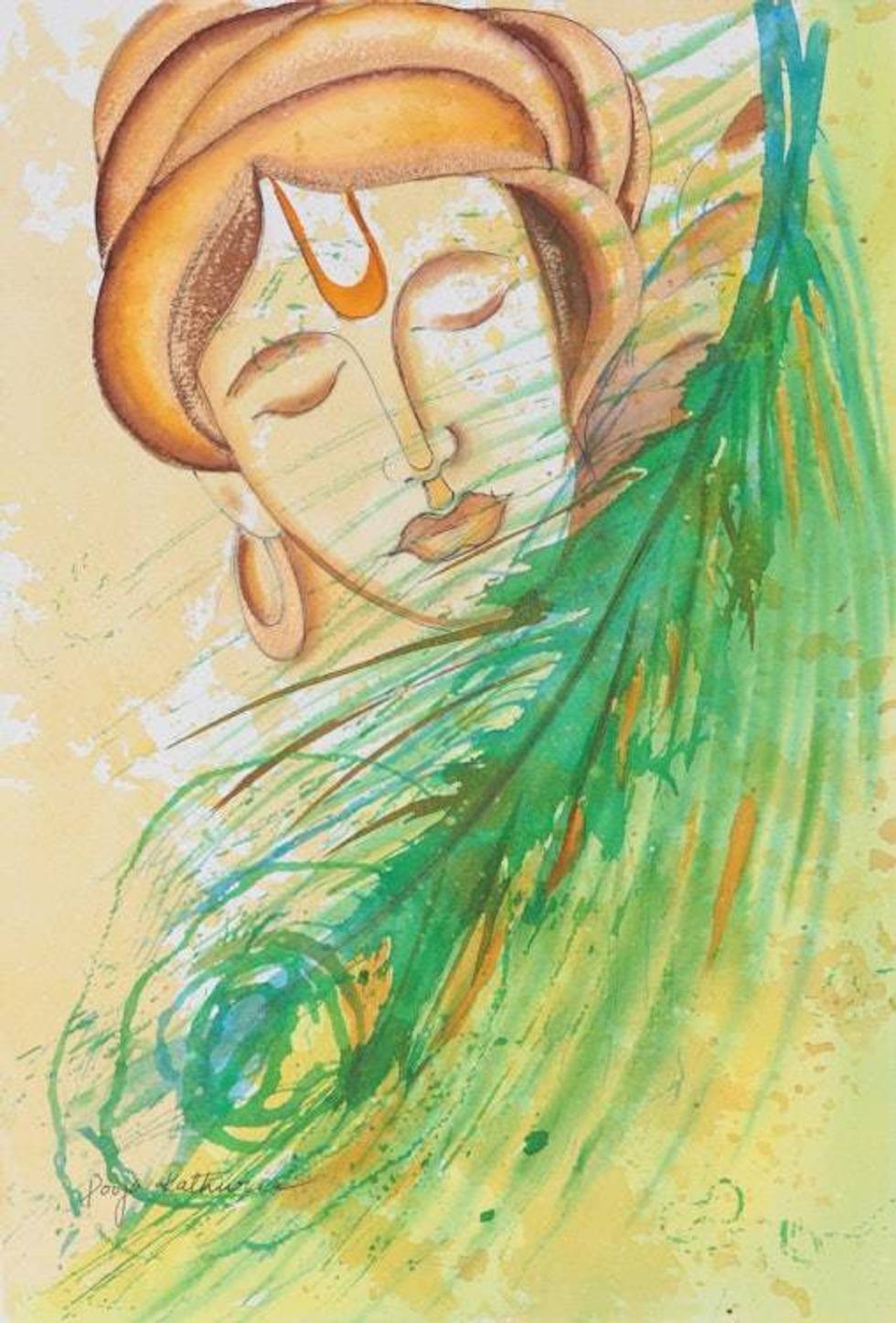 Signed Watercolor and Acrylic Painting 'Ananta'