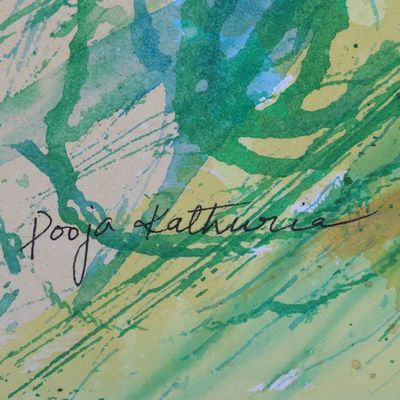 Alternate image for Signed Watercolor and Acrylic Painting Ananta