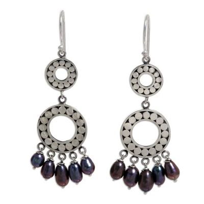 Alternate image for Pearl chandelier earrings Eclipse in Black