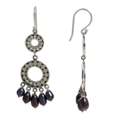 Alternate image for Pearl chandelier earrings Eclipse in Black