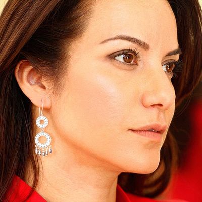 Alternate image for Pearl chandelier earrings Eclipse in Black