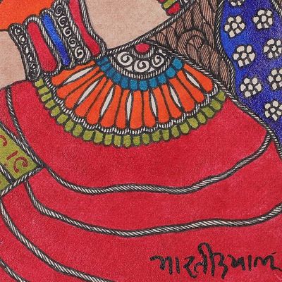 Alternate image for Classic Natural Dye Madhubani Painting of Wise Ganesha Ganesha Reading the Scriptures