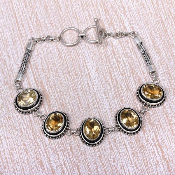 Alternate image for Sterling Silver and Citrine Link Bracelet from Indonesia Five Guardians