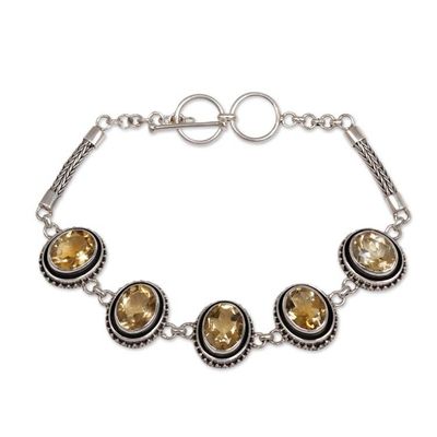 Alternate image for Sterling Silver and Citrine Link Bracelet from Indonesia Five Guardians