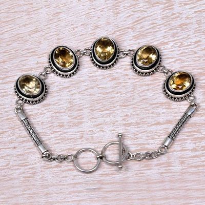 Alternate image for Sterling Silver and Citrine Link Bracelet from Indonesia Five Guardians