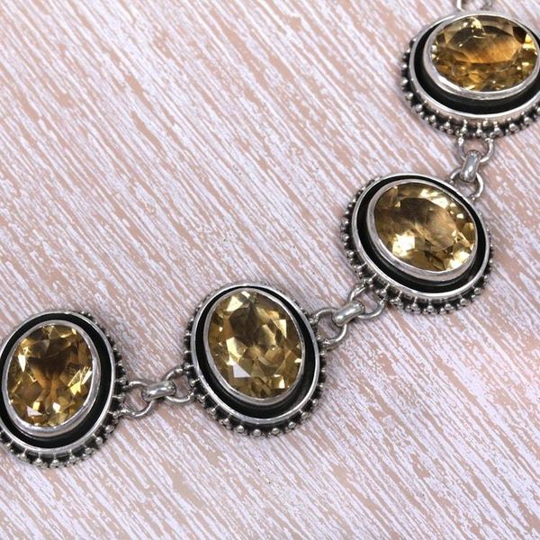 Alternate image for Sterling Silver and Citrine Link Bracelet from Indonesia Five Guardians