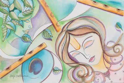 Primary image for Watercolor and Acrylic Original Painting Gopi Priya