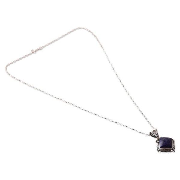 Alternate image for Polished Sterling Silver Lapis Lazuli Pendant Necklace Manor of the Intellectual