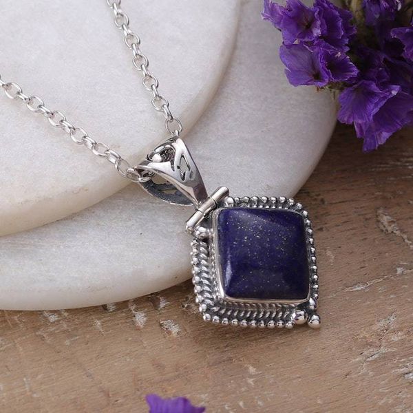Alternate image for Polished Sterling Silver Lapis Lazuli Pendant Necklace Manor of the Intellectual