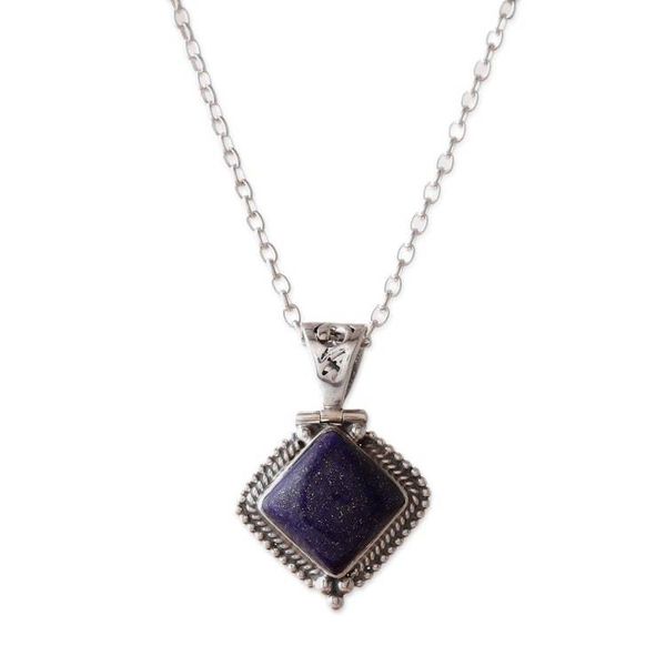 Alternate image for Polished Sterling Silver Lapis Lazuli Pendant Necklace Manor of the Intellectual