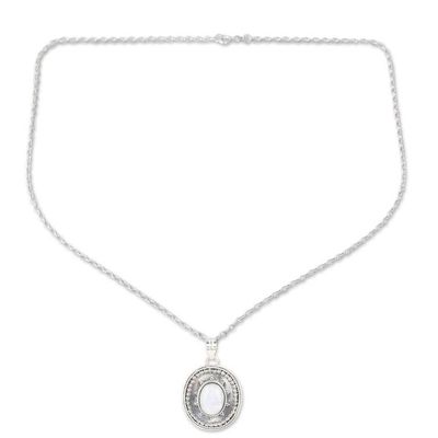 Alternate image for Sterling Silver Pendant Necklace with Rainbow Moonstone Classic Harmony