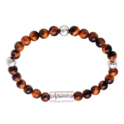 Alternate image for Tigers Eye and Hammered Silver Beaded Bracelet from Bali Hammered Beauty