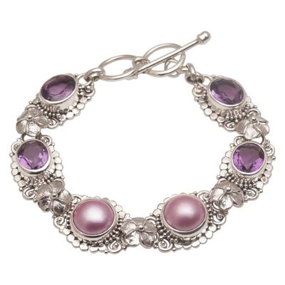 Alternate image for Handmade 925 Sterling Silver Amethyst Beaded Bracelet The Beginning