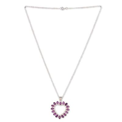 Alternate image for Heart-Shaped Sterling Silver and Amethyst Pendant Necklace Wise Heart