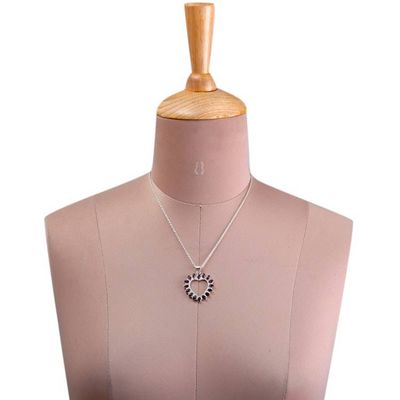 Alternate image for Heart-Shaped Sterling Silver and Amethyst Pendant Necklace Wise Heart
