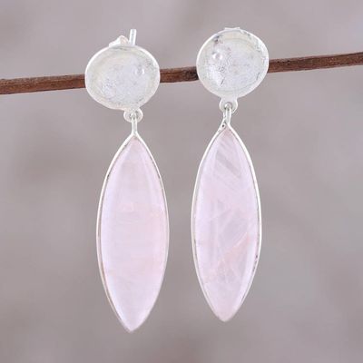 Alternate image for Rose Quartz and Sterling Silver Marquise-Cut Dangle Earrings Subtle Serenity