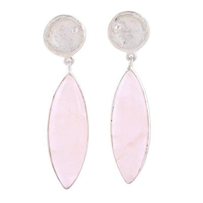 Alternate image for Rose Quartz and Sterling Silver Marquise-Cut Dangle Earrings Subtle Serenity