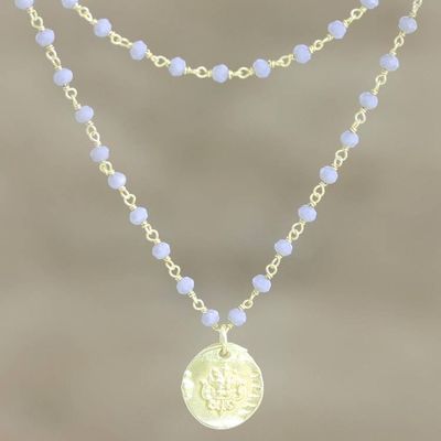 Primary image for Gold-Plated Sterling Silver Chalcedony Pendant Necklace Early Sunset