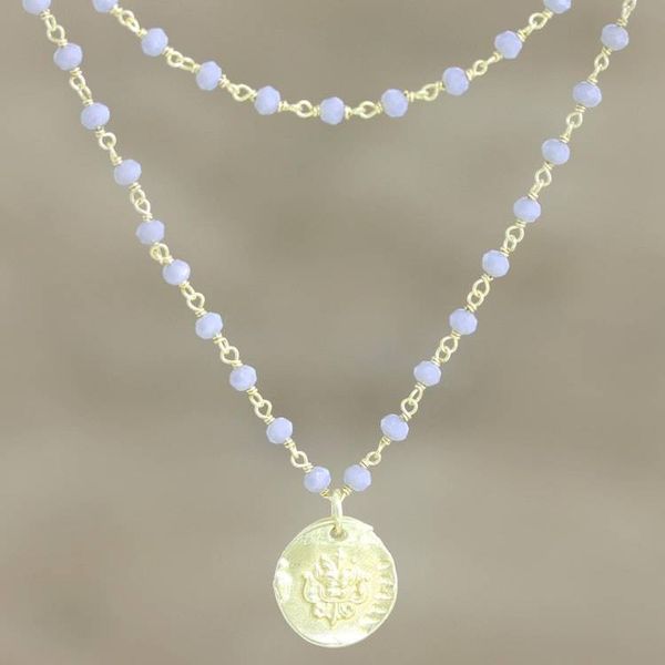 Alternate image for Gold-Plated Sterling Silver Chalcedony Pendant Necklace Early Sunset
