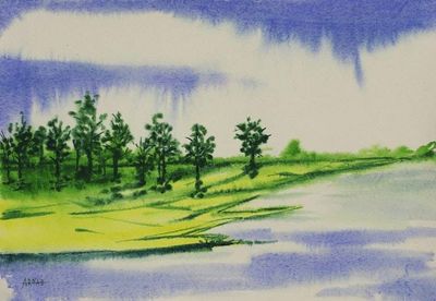 Primary image for Signed Impressionist Painting of Mango Trees from India Mango Grove