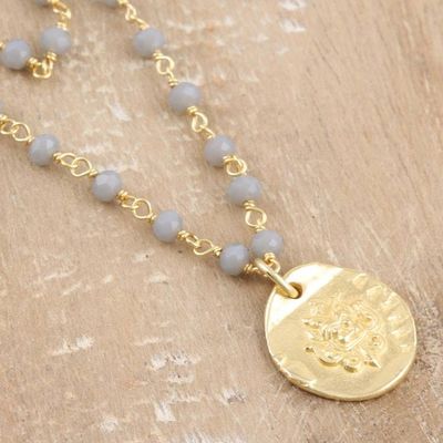 Alternate image for Gold-Plated Sterling Silver Chalcedony Pendant Necklace Early Sunset
