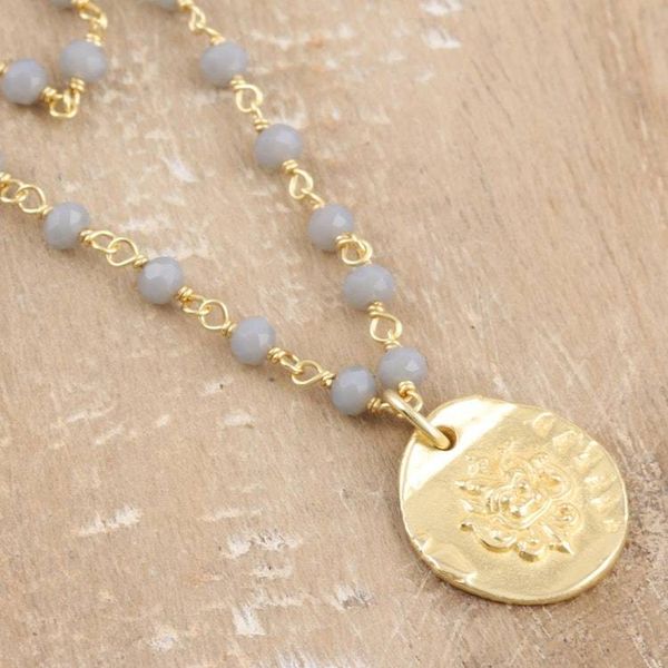Alternate image for Gold-Plated Sterling Silver Chalcedony Pendant Necklace Early Sunset