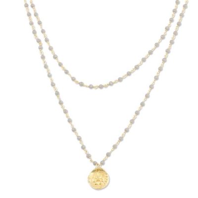 Alternate image for Gold-Plated Sterling Silver Chalcedony Pendant Necklace Early Sunset