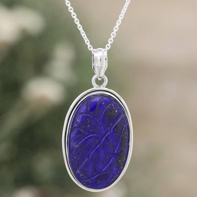 Primary image for Lapis Lazuli and Sterling Silver Pendant Necklace from India Leaf Delight