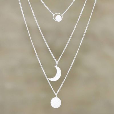 Alternate image for Hand Made Sterling Silver Crescent Moon Pendant Necklace Tipsy Moon