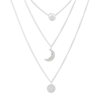 Alternate image for Hand Made Sterling Silver Crescent Moon Pendant Necklace Tipsy Moon