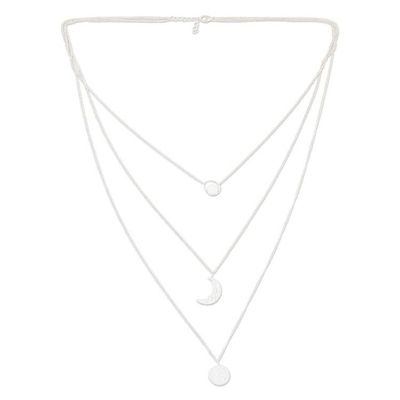 Alternate image for Hand Made Sterling Silver Crescent Moon Pendant Necklace Tipsy Moon
