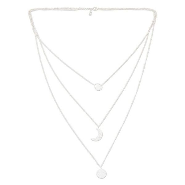 Alternate image for Hand Made Sterling Silver Crescent Moon Pendant Necklace Tipsy Moon