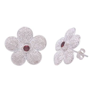 Alternate image for Garnet flower earrings Love Blossom
