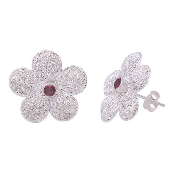 Alternate image for Garnet flower earrings Love Blossom