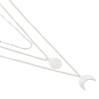 Alternate image for Handmade Sterling Silver Crescent Moon Pendant Necklace Waxing Moon