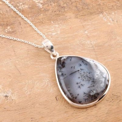 Primary image for Sterling Silver Dendritic Agate Necklace Forest Frond